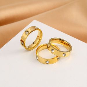 Love Ring Designer Rings Carti Band Ring 3 Diamonds Women Men Luxe sieraden Titanium staal Gold-verguld