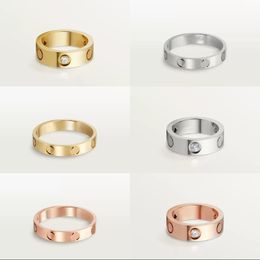 Liefdesring diamanten damesring mode roestvrijstalen bagues retro paar strass verlovingsring vergulde zilveren gouden ringen voor mannen 4/5/6mm zb010