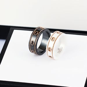 liefdesring aardewerk en porselein mannen Sieraden Ontwerper voor dames damesringen Jubileumcadeau G dubbele zwart-witte keramische oude ring 18K goud