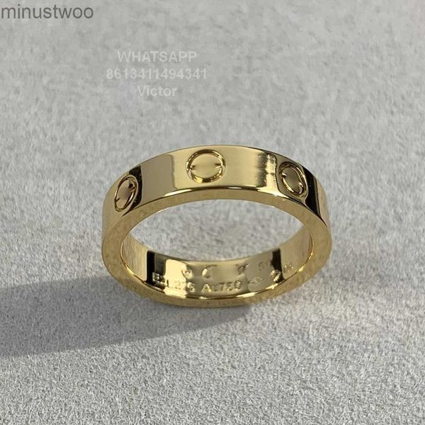 Love Ring v Oro 18k 3.6mm Nunca Se Desvanecerá Estrecho Sin Diamantes Marca de Lujo Reproducciones Oficiales con Caja de Contador Anillos de Pareja 5a Regalo Exquisito GBWX