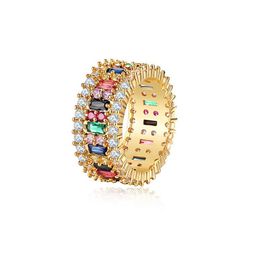 Liefde Ring Vrouwen Mannen 6-9 Vergulde Regenboog Ringen Micro Verharde 7 Kleuren Bloem Bruiloft Sieraden Paar Gift236q