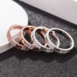 Love Ring Dames paar Diamantschroef Roestvrijstalen zirkoon sieraden geschenken voor vrouw accessoires Groothandel 1718#