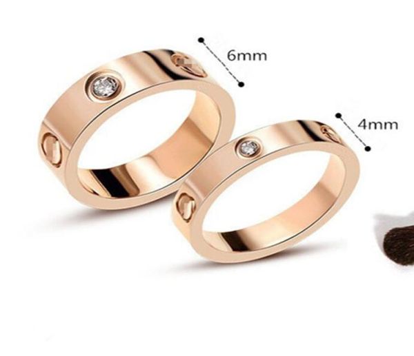 Anneaux d'amour pour femmes couples couples cubes zirconia titanium Steel large 6 mm ou 4 mm 511 bagues de mariage4478046