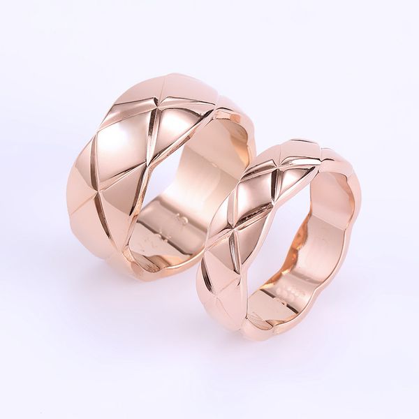 Anillos de amor Mujeres Hombres Anillo de banda Anillo de diseñador Joyería de moda Acero de titanio Anillos de rejilla única con diamantes Pareja Clásico Oro Plata Color rosa Tamaño opcional 5-11