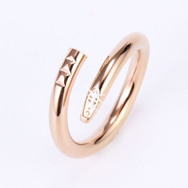 Anillos de amor Anillo de banda para mujer Joyería Titanio Acero Clavo único tenis oro diamante joyas Moda Calle Casual Pareja Clásico Oro Plata Rosa Tamaño opcional 5-10