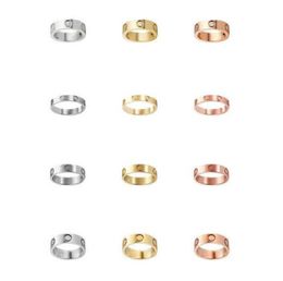 Liefde ringen dames designer paar sieraden band titanium staal met diamanten casual mode street klassieke gouden zilveren rose optionele maat