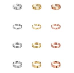Liefdesringen Dames Designer Sieraden Ring Paar Sieraden Band Titanium Staal Met diamanten Casual Mode Straat Klassiek Zilver Rose Optioneel Maat 4 5 6 mm Gouden Ring