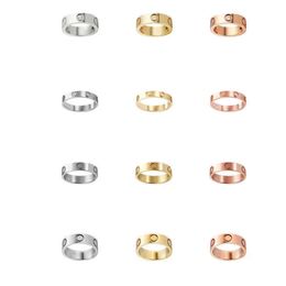 Liefdesringen Dames Designer Ring Paar Sieraden Band Titanium Staal Met Diamanten Casual Mode Straat Klassiek Goud Sier Rose Optionele maat met doos