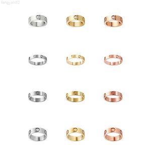 Love Rings Dames Designer Ring Paar sieraden Band Titanium staal met diamanten Casual Fashion Street Classic Gold Silver Rose Bptional Size 4 /5 / 6mm Rode Box B