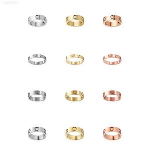 Liefdesringen Dames Designer Ring Sieraden voor stelletjes Band Titanium Staal Met diamanten Casual Modieus Straat Klassiek Goud Zilver Roos Optioneel Maat 4 /5 / 6mm Red Box