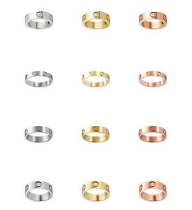 Liefdesringen Dames Designer Ring Paar Sieraden Band Titanium Staal Met diamanten Informeel Modieus Straat Klassiek Goud Zilver Roos Optioneel Maat 4 /5 / 6mm rode doos