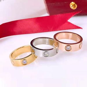 Anillos de amor anillo de diseñador para mujer pareja de joyería de acero Titanium acero con diamantes de moda casual street clásica plateado rosa de plata opcional 4 mm / 5 mm / 6 mm