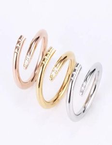 Bagues d'amour bijoux pour femmes bague à ongles unique en acier titane mode européenne et américaine rue hip hop couple décontracté classique or 4890835