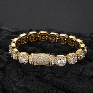 Liefde rock suiker ketting ijskoude hiphop armbanden bangle Baguette CZ 16k vergulde armband Bling bling 5A T Zirkonia luxe minnaar hiphop ins sieraden