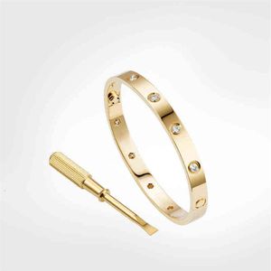 Love Screw Bracelet 5 0 Designer Bracelets 10 Diamants Bangle bijoux de luxe femmes Acier au titane Alliage Plaqué Or Artisanat Or Argent R219N