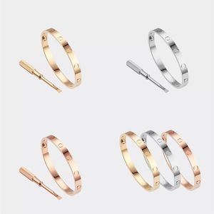 Liefde schroef armband ontwerper bangle 4 diamant bedel armbanden ontwerpers sieraden titanium staal vergulde nooit vervagen niet niet allergisch goud/zilver/roos;Winkel/33965