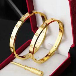 Liefde Schroef Armband Mode Ontwerper Manchet Luxe Trendy Bangle Verguld Titanium Staal Dames Heren Armbanden Zilver Klassieke Designer Sieraden met Diamant