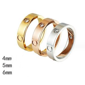 Bague à vis d'amour 4mm 5mm 6mm, en acier titane, argent, bague d'amour pour hommes et femmes, bijoux en or Rose pour amoureux, bagues de Couple, cadeau