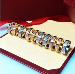 Liefde Schroef Ring Luxe Designer Sieraden Voor Vrouwen Verharde Diamanten Gouden Ringen Titanium Staal Legering Verguld Mode Accessoires Nooit vervagen Niet allergisch