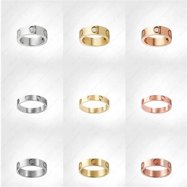 Love Screw Ring para hombre Anillos de banda 3 diamantes diseñador joyería de lujo mujeres titanio acero aleación chapado en oro artesanía oro plata rosa N3007