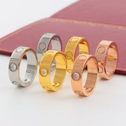 liefde schroefring heren ringen klassieke luxe designer sieraden dames titanium stalen legering vergulde gouden zilveren roos vervaagt nooit niet allergisch 6 mm