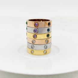 anillo de tornillo de amor anillos para hombre joyería de diseñador de lujo clásico mujeres hombres aleación de acero de titanio 18k chapado en oro 5 mm rosa de plata dorada nunca se desvanece no es alérgico para la boda