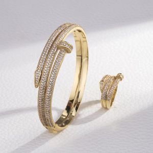 hou van vaste gouden zilveren nagelbangle armband set diamanten luxe elegante ontwerper voor dames mannen modearmbanden bruiloftsfeest Thanksgiving Valentijnsdag geschenken