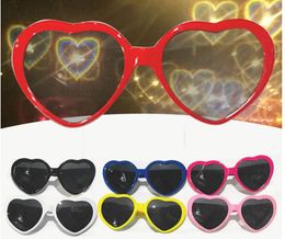 Love Special Effect Hartvormige bril zonnebril Fashion Heart Diffraction Zonnebril Kijk hoe de nachtverlichting een liefdeseffect wordt