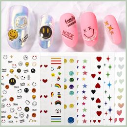 Love Star Smile Nails Stickers 3D Back Lijm Nagel Stick Diy Art Decoration Nail's Sticker Ornament Manicure