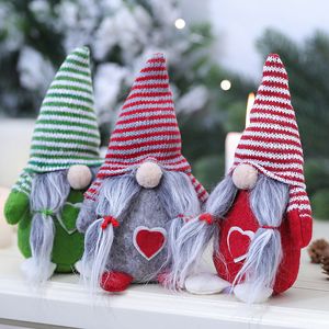 Love Stripe Hat Gnomes Peluche Peluche Fête Ornement Rudolph Tissu Jouets sans visage Noël Thanksgiving Festival Fournitures Jardin Maison 7 8qy1 Q2