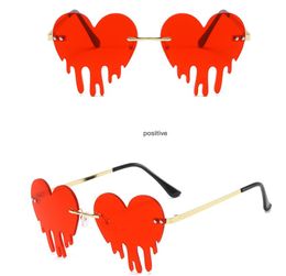 Amour gouttelettes d'eau forme lunettes de soleil mode sans cadre coloré lunettes fête décoration cadeau