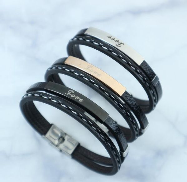amour bracelet tissé bijoux punk européen et américain mode multicouche cuir corde couple bracelet GD727