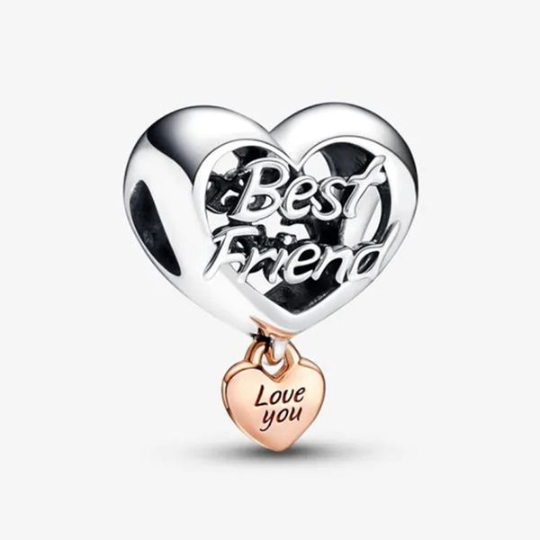 Love You Best Friend Heart 925 Sterling Silver Charm Pandora Dangle Moments Family pour Thanksgiving Day Fit Femmes Perles Bracelets Bijoux 782243C00 Andy Jewel