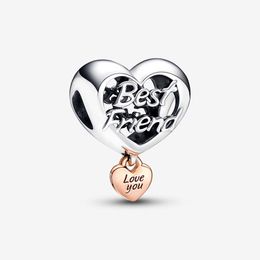 Love You Best Friend Heart Charm Pandoras 925 Sterling Silver Luxury Charms Set Bracelet Making Charms Designer Collier Pendentif Boîte Originale TOP qualité en gros