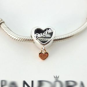 Love Your Daughter Heart Charm Plata de ley 925 Momentos para hombres y mujeres Estilo de moda Charm Beads Regalo de cumpleaños Pulsera Joyería 782327C00 Joyería de moda