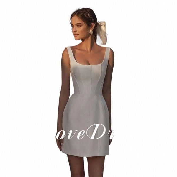 Loveder Mini Short Wedding Dres Square Necking Bing Blusa ajustada Fiestas elegantes Novia Dres Vestidos de novia v2Dv #