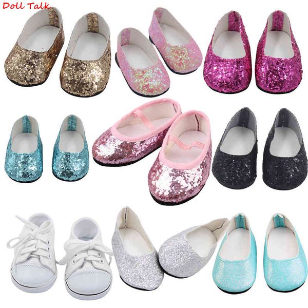 Lovely 43cm Nouveau Né et 18 pouces American Doll Baby Sequins 7cm Chaussures manuelles Grossistes