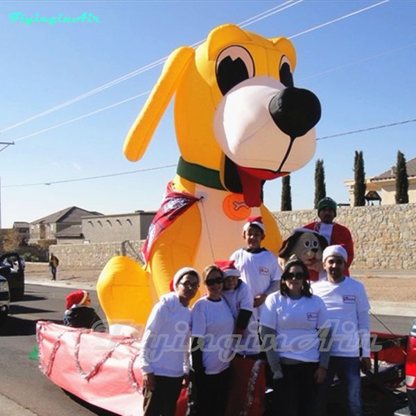 Belle mascotte animale gonflable de défilé de chien de publicité 3m / 5m Air Blow Up Yellow Puppy pour Tour / Show