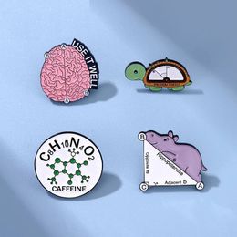 Mooie dierenglaasje Rapel Pin Hippopotamus Turtle Science Custom Broches Badge Backpack Sieraden Accessoires Geschenk