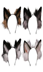 Diadema con orejas de lobo de piel sintética de Animal encantador, aro de pelo peludo realista, disfraz de Cosplay de mascarada de Anime Lolita 1138889