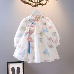 Mooie babymeisjes kleding lente en herfstkinderen s prinses Hanfu qipao 2023 240326