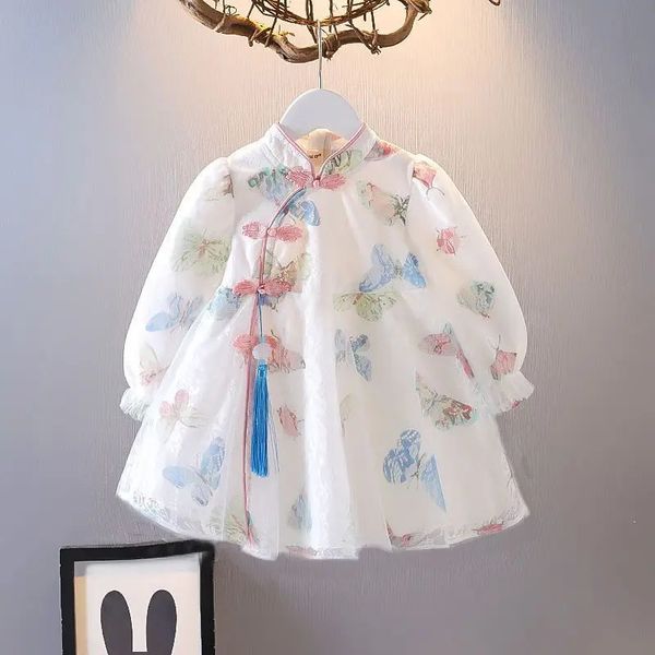 Belle bébé robe Spring and Automn Children S Princess Hanfu Qipao 2023 240326
