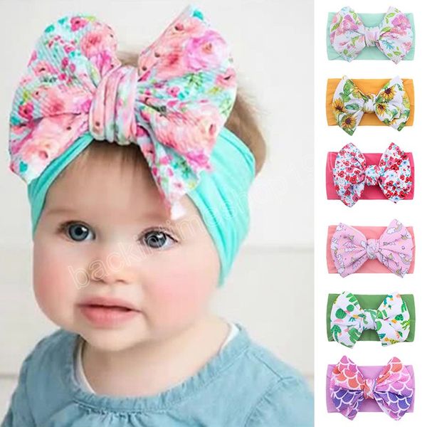 Joli bébé bandeau doux infantile arc Turban tête Wrap imprimé fleuri extensible bandeau bébé à la main chapeaux enfants cheveux accessoires