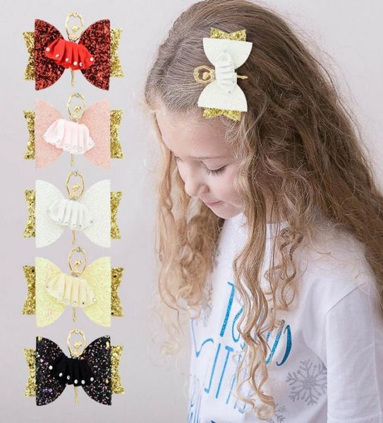 Encantador bebé dhinestone ballet chicas peluqueros para niños brillo brillo brillante arcos de cabello clips accesorios de pelos boutique para la tapa del cabello de fiesta A2125740