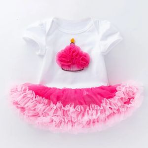 Beau bébé Baby Toddler Girl Romper With Ruffles tutu jupe en été née en dentelle de dentelle robes de tenue de tenue pour fête d'anniversaire 240403