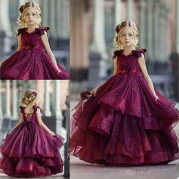 Belle robe de bal robes de filles de fleur dentelle appliques enfants vêtements de cérémonie dos nu 3D fleurs fête d'anniversaire enfant en bas âge filles robes de reconstitution historique personnalisé