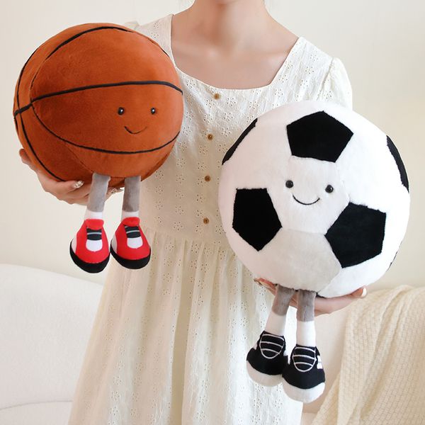 Encantadores juguetes de peluche de baloncesto y fútbol, pelota de simulación suave, almohada de felpa, juguete de decoración creativa para niños, regalo