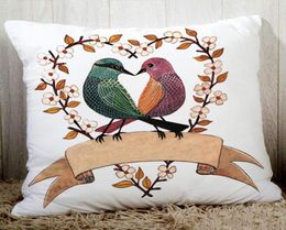 Couvre-coussin canapé charmants Birds Creatings Coussin de literie en polyester fine 45x45cm Animaux de dessin imprimé Cushion3705432