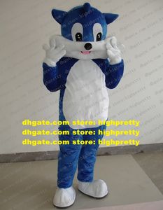 Jolie Mastre de mascotte de chat bleu mascotte Moggie chaton avec de grands yeux brillants petite bouche rose gras joues adultes n ° 1337 navire gratuit
