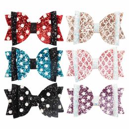 Mooie Bow Hair Glitter Haarspeld Leuke Star Scale Patroon Barrettes Meisjes Prins Haar Clip Bowknot Clips 4 inch